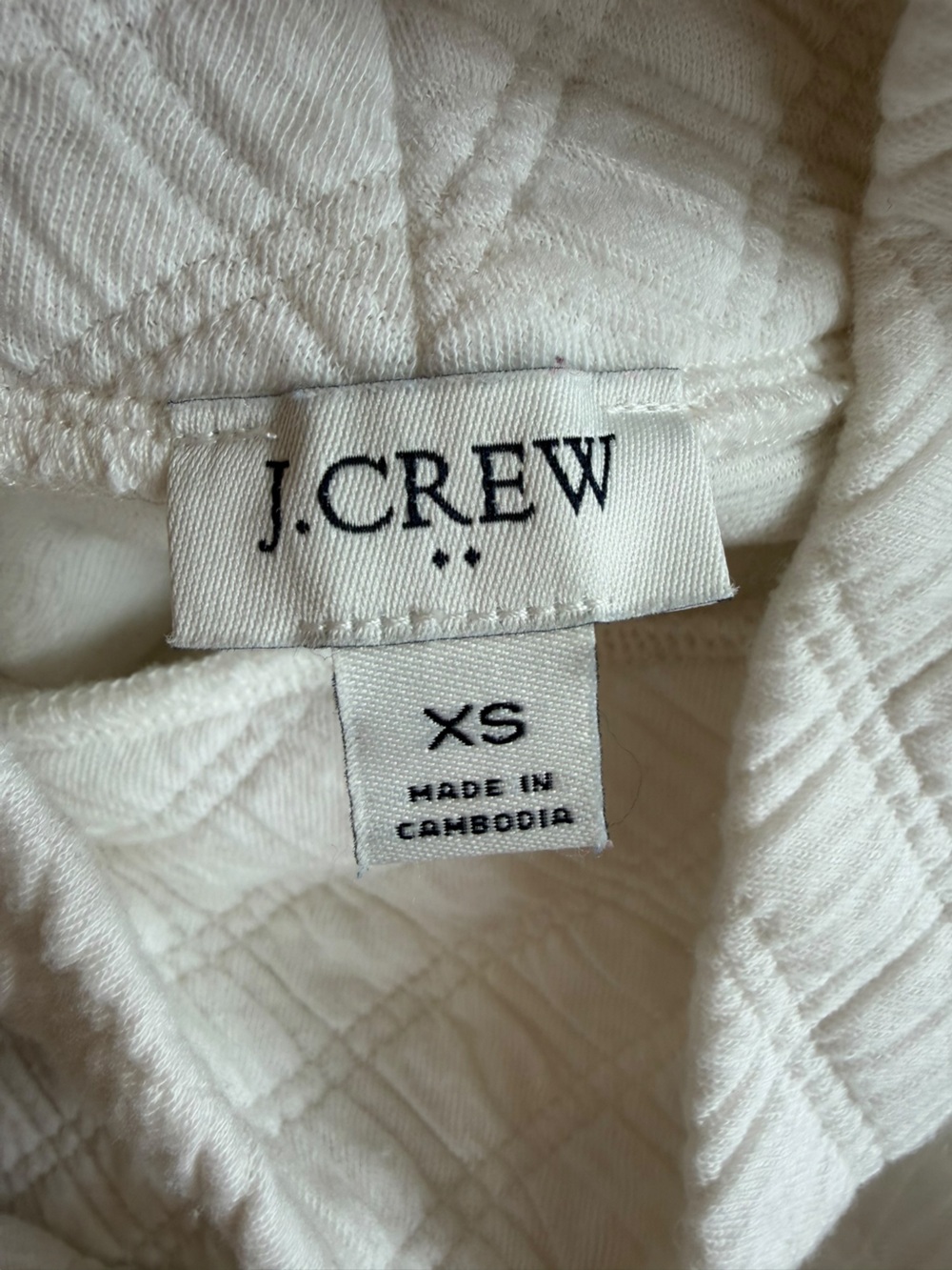 J.Crew Ivory Textured Quilted Mock Neck XS Diamond Knit Long Sleeve Pullover - Picture 3 of 8